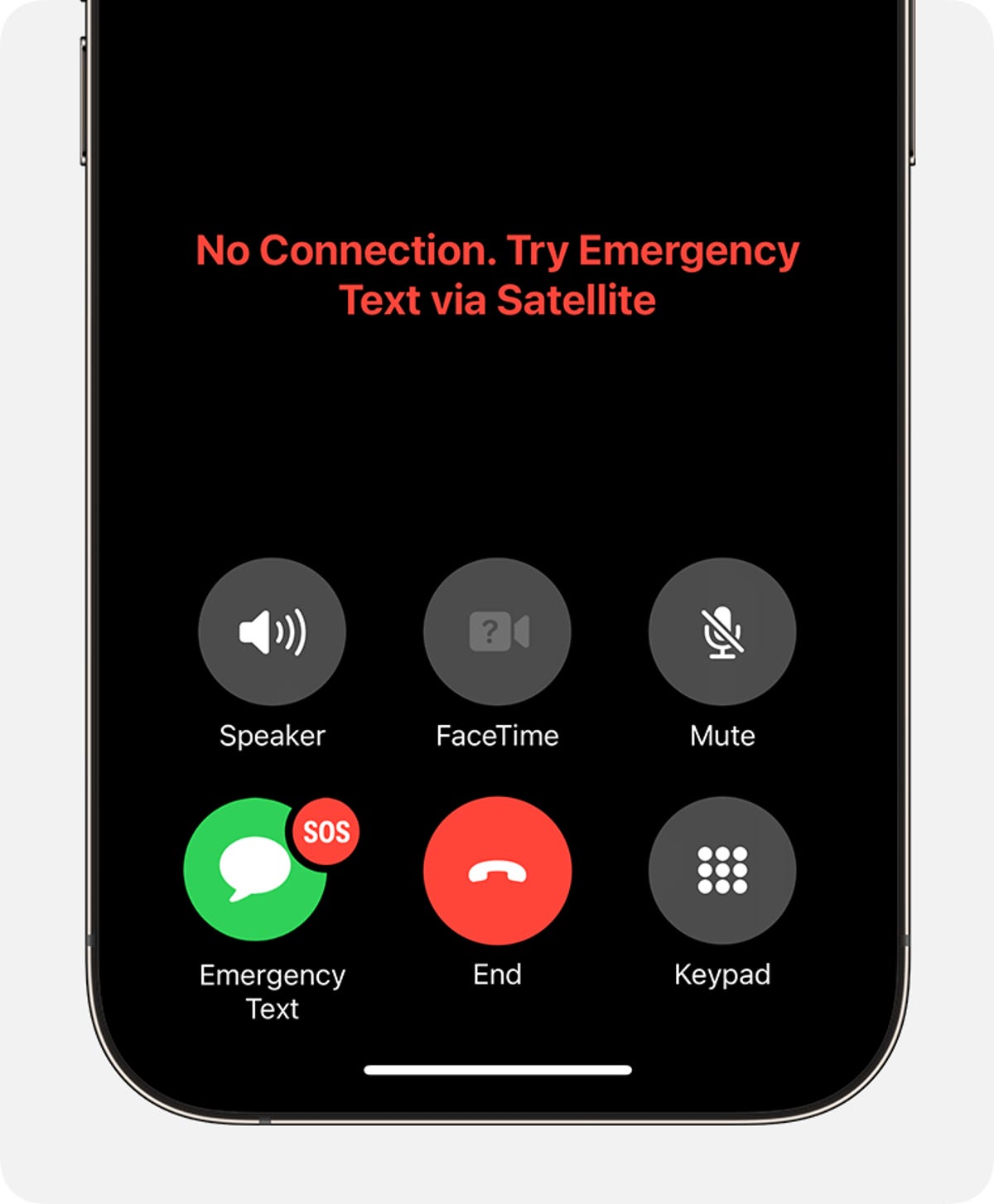 La pantalla del teléfono iPhone muestra la opción Texto de emergencia SOS.